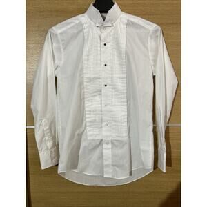 Broadway Tuxmakers White Tuxedo Shirt - Mens S 32/33 - Collared Perm Press